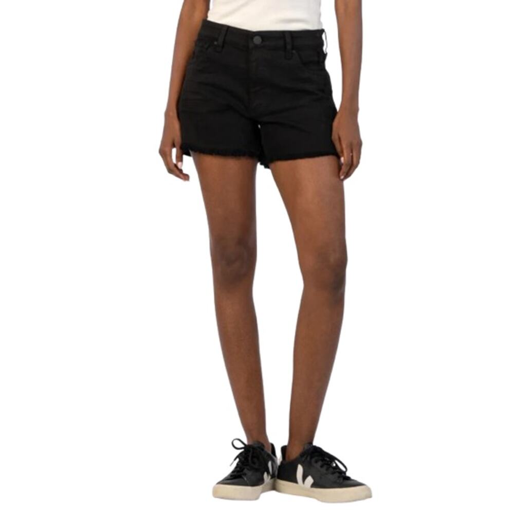 KUT FROM THE KLOTH Womens Jane Long Short Size 10 Black Frayed Hem High Rise NWT